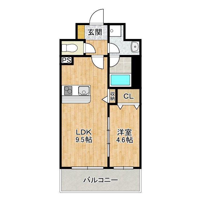 FUKU島之内(1LDK/11階)の間取り写真
