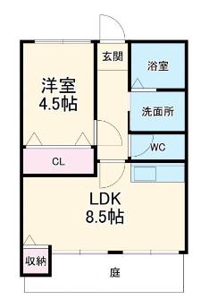 コーポイノウエ(1LDK/1階)の間取り写真