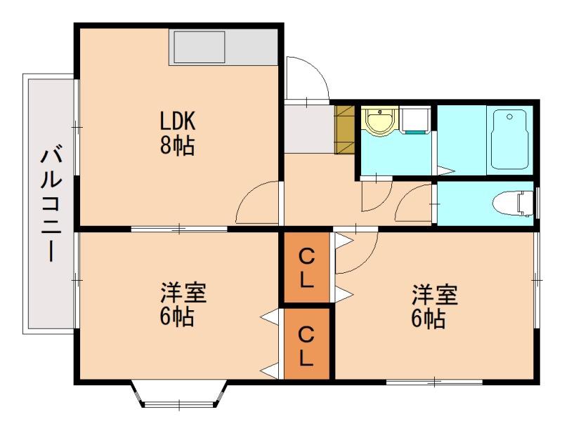アネックス片峰(2LDK/2階)の間取り写真