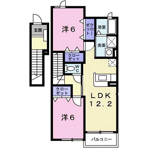 KLARFRIEDEB(2LDK/2階)の間取り写真