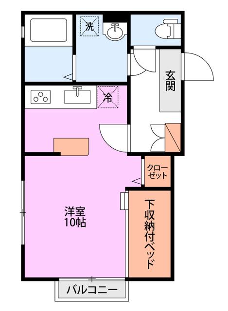 フィオーレ(ワンルーム/2階)の間取り写真