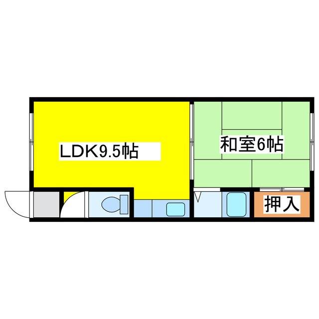ゆたか荘(1LDK/1階)の間取り写真