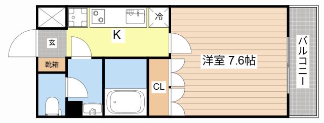 ロイヤルヒルズ(1K/2階)の間取り写真