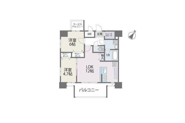 MODERN PALAZZO 博多デュオグランデイースト(2LDK/7階)の間取り写真