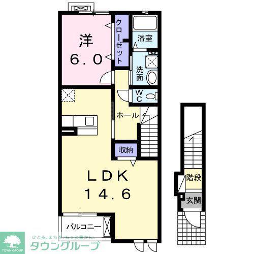 シャルマンI(1LDK/2階)の間取り写真
