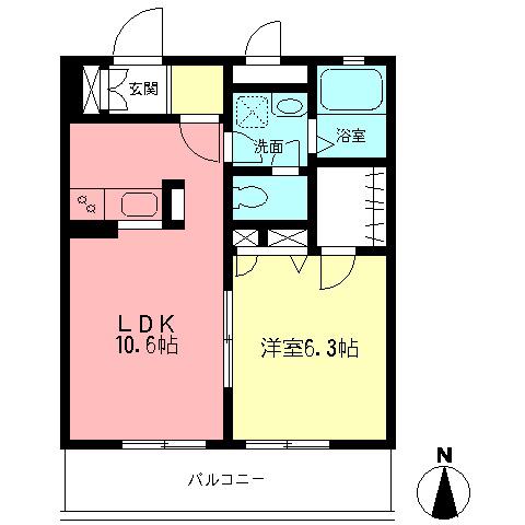 ロイヤルカレント(1LDK/2階)の間取り写真
