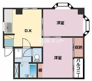 ソオワ下末吉ハイツ第2(2DK/1階)の間取り写真