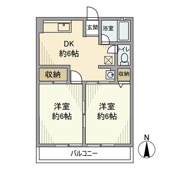 シティハイム アキヤマ(2DK/1階)の間取り写真