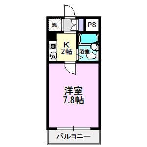 ハイシティ岩田(1K/1階)の間取り写真