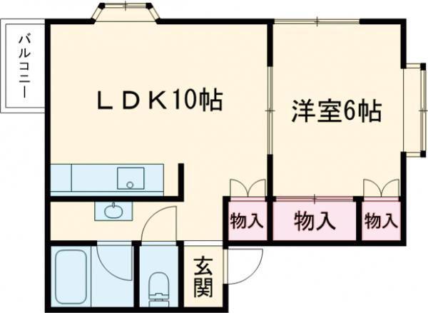アップルタウン(1LDK/1階)の間取り写真