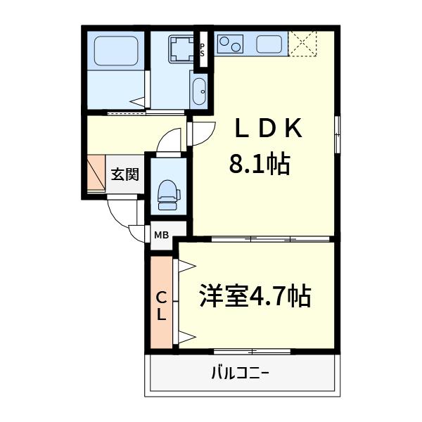 パワーポイント三島(1LDK/1階)の間取り写真