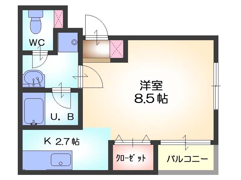 カトレヤ21(ワンルーム/2階)の間取り写真