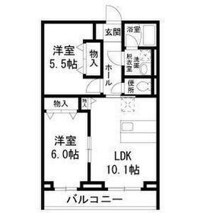 ポワール東長沼(2LDK/2階)の間取り写真