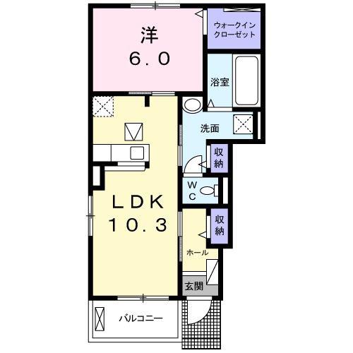 フォーエバー西山 C(1LDK/1階)の間取り写真