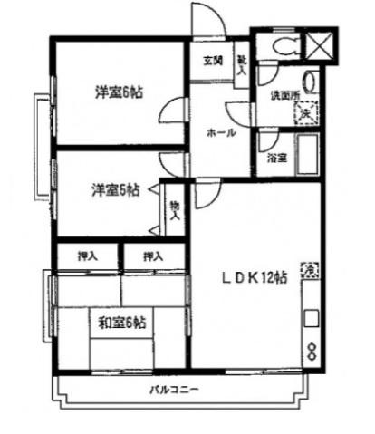 勝栄ハイツイースト(3LDK/2階)の間取り写真
