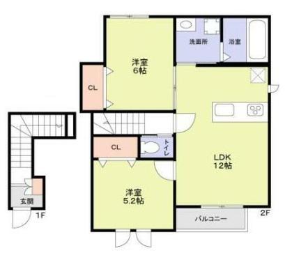 グランプレイス越谷(2LDK/2階)の間取り写真