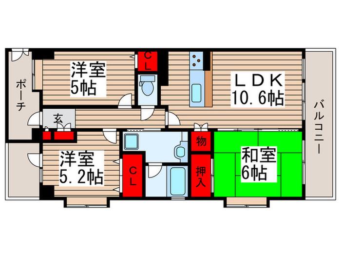 ライオンズシティ川口第2(3LDK/3階)の間取り写真