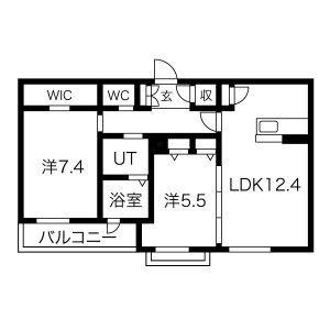 リラフォートB(2LDK/3階)の間取り写真