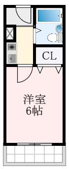 新栄プロパティー藤井寺(1K/2階)の間取り写真
