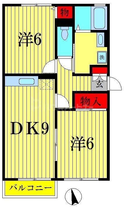 プティヴィラージュII(2DK/2階)の間取り写真