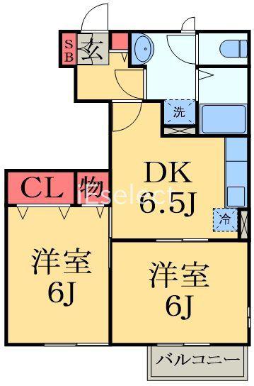 エトワールⅠ(2DK/1階)の間取り写真