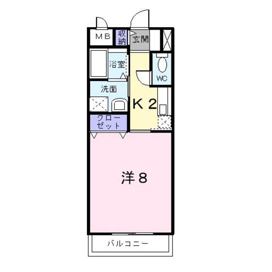カーサ船越南(1K/1階)の間取り写真
