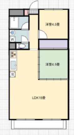 エバーグリーン今宿A棟(2LDK/9階)の間取り写真