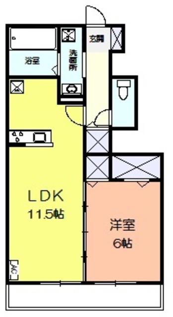 ツトヤグレイス(1LDK/1階)の間取り写真