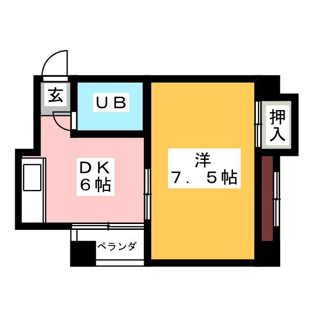 パールハイツ(1DK/4階)の間取り写真