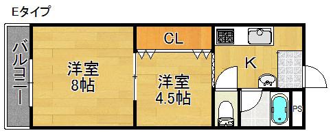 トーカイプラザ 一号館 二号館(2DK/3階)の間取り写真