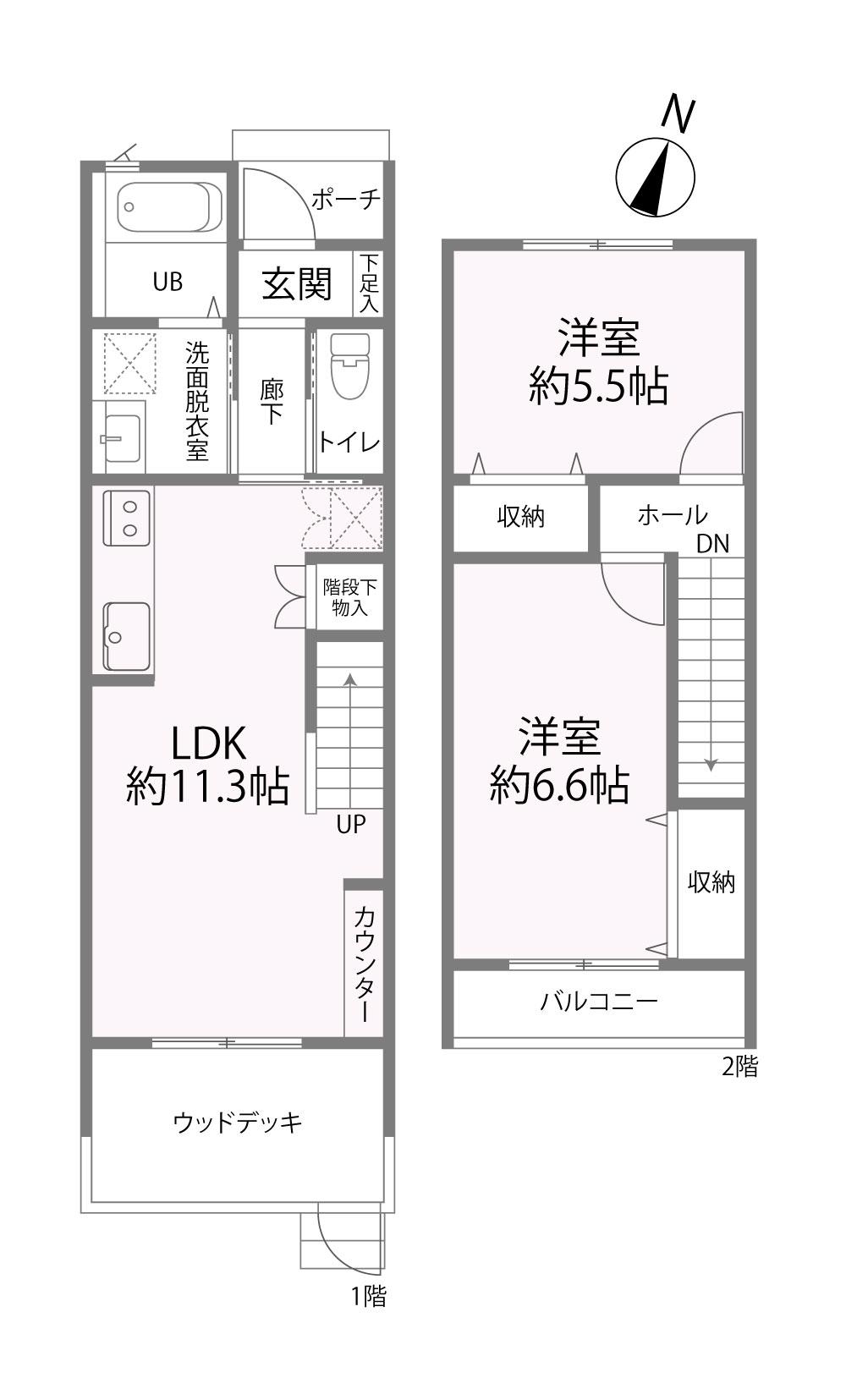 ボーダーIV(2LDK/1階)の間取り写真