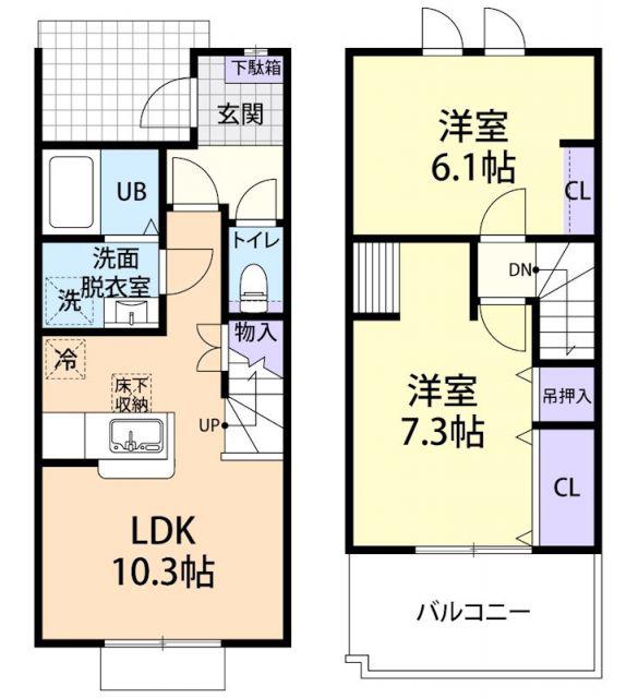 OLIVE(2LDK/1階)の間取り写真