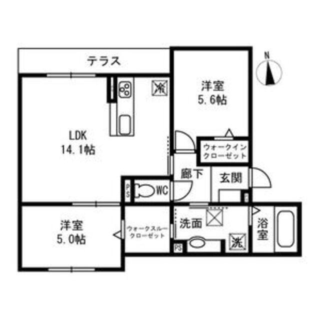 PASSARO GRANDE北田辺(2LDK/3階)の間取り写真