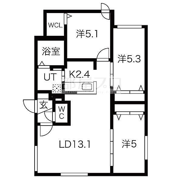 ALPHA山鼻(3LDK/2階)の間取り写真