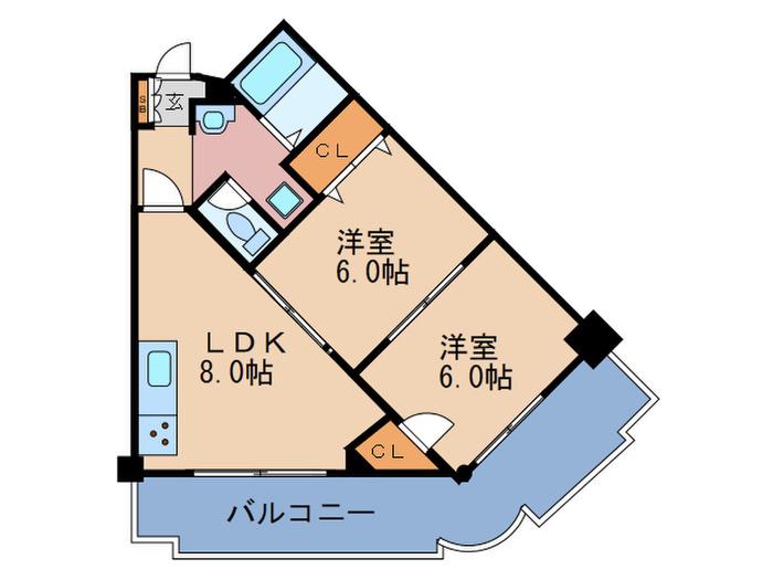 ドムール北梅田(2LDK/5階)の間取り写真