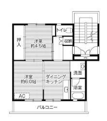 ビレッジハウス荒木 1号棟(2DK/5階)の間取り写真