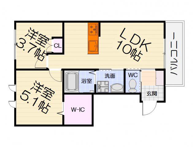 HALEMOKU(2LDK/1階)の間取り写真