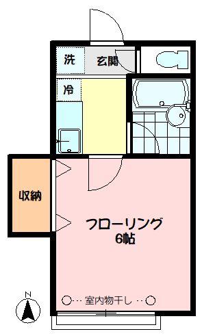 ハウスメープル(1K/2階)の間取り写真