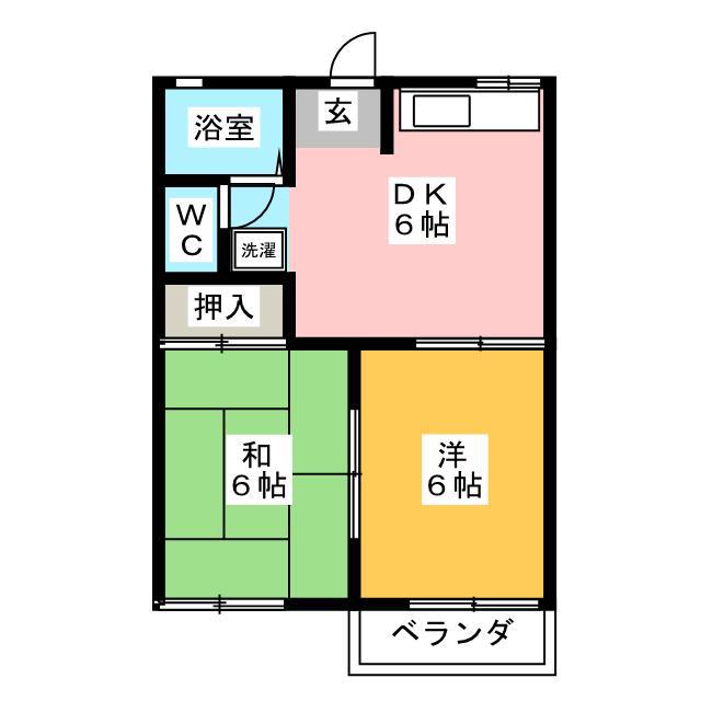 コスモハイツ(2DK/2階)の間取り写真