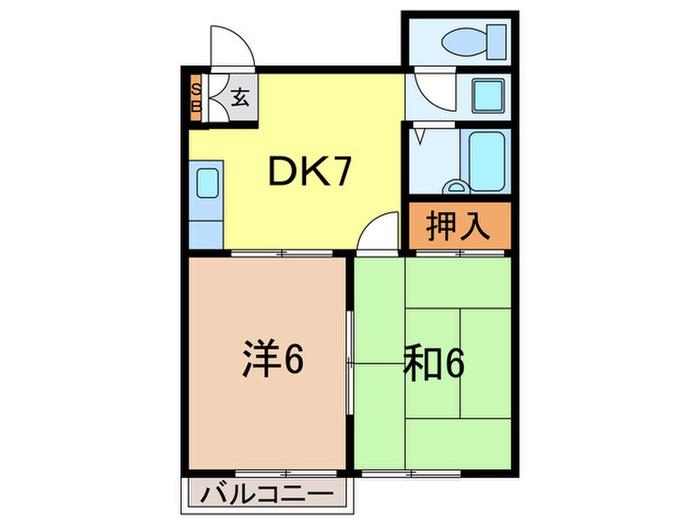 ハイツ香枦園(2DK/2階)の間取り写真