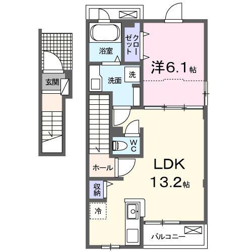 カーサ ジェントリー(1LDK/2階)の間取り写真