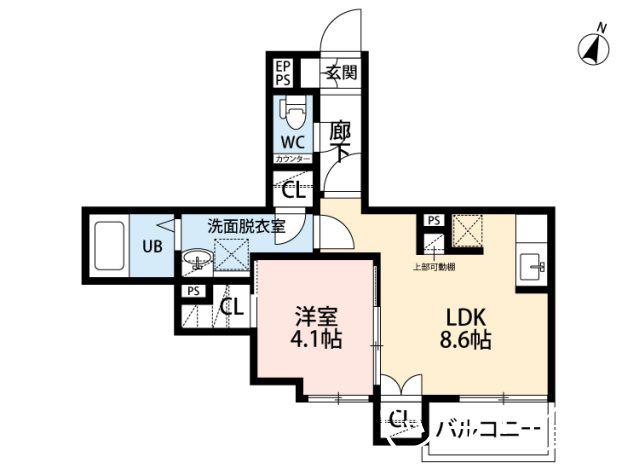CB和白リュヌメール(1LDK/1階)の間取り写真