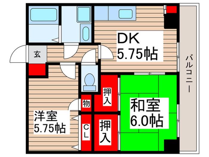 アルスールふじみ野(2DK/1階)の間取り写真