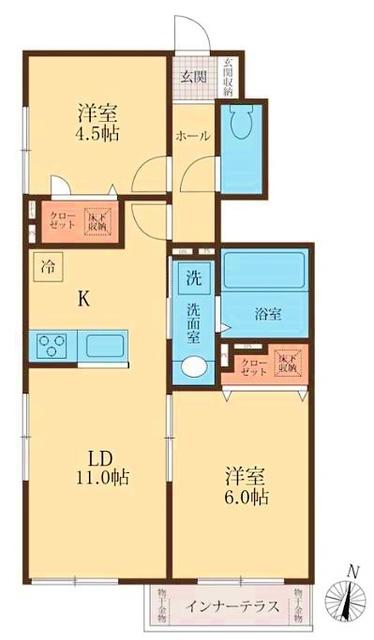 LINERA1(2LDK/1階)の間取り写真