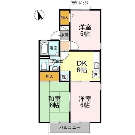 トレフェン(3DK/2階)の間取り写真