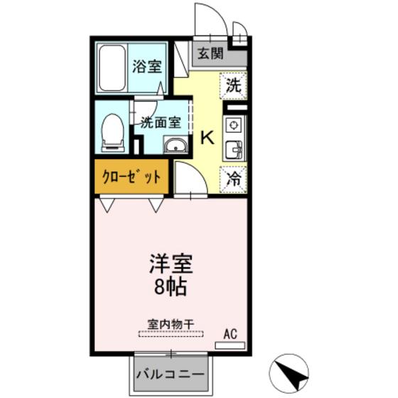 セジュールアンバタ(1K/1階)の間取り写真