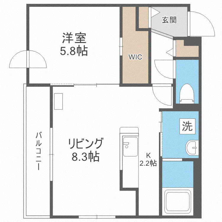 リヒトラーレ円山(1LDK/5階)の間取り写真