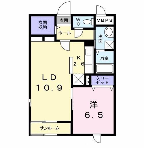 ベルヴェル(1LDK/1階)の間取り写真