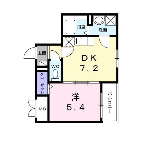 フィオーレ(1DK/2階)の間取り写真