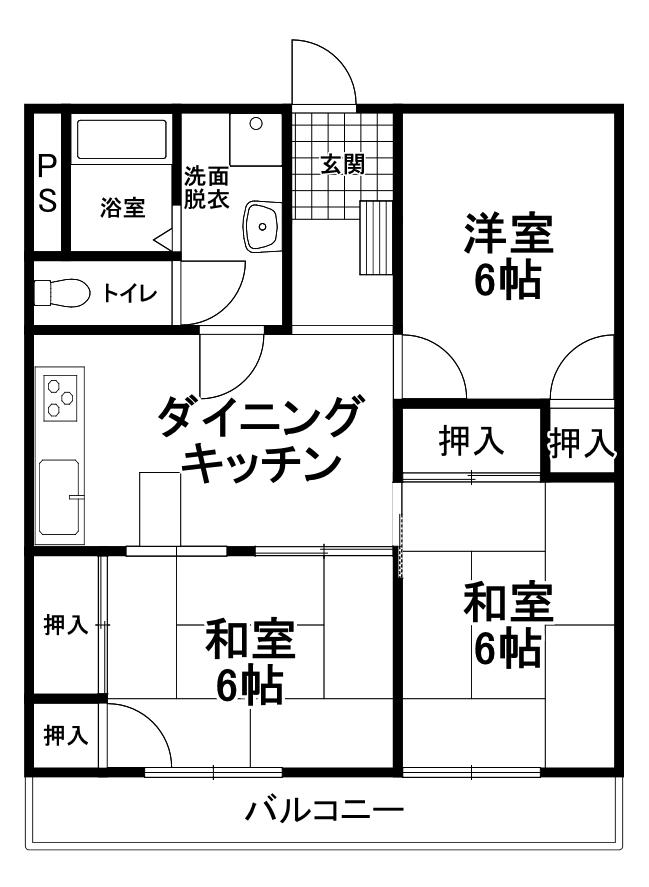 コーポみやもとC棟(3DK/2階)の間取り写真